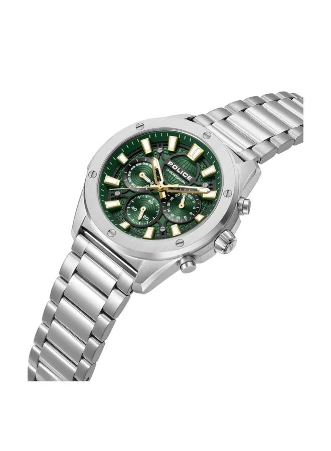 بوليس Moonstrike Green Dial Stainless Steel Bracelet Chronograph Watch for Men, 43mm
